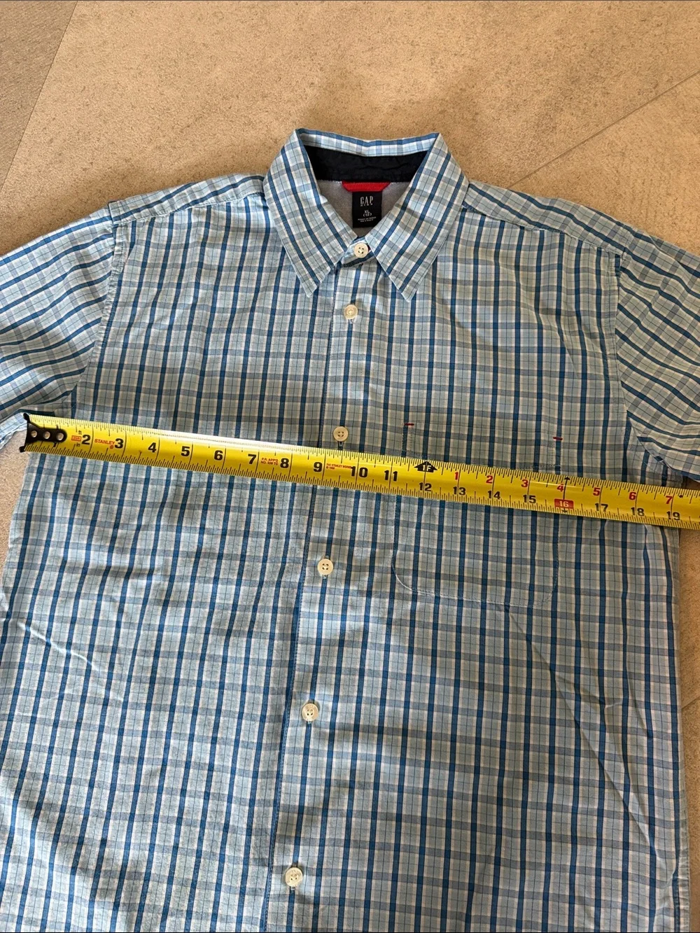 GAP KIDS BLUE PLAID SHORT SLEEVE BUTTON UP SHIRT BOYS SIZE 12/XL